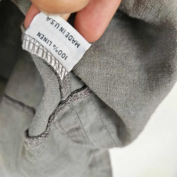 Bryn Walker Linen Boxy Tank Top Sz M Grey‎ Lagenlook Shirt Split Hem - Picture 6 of 9